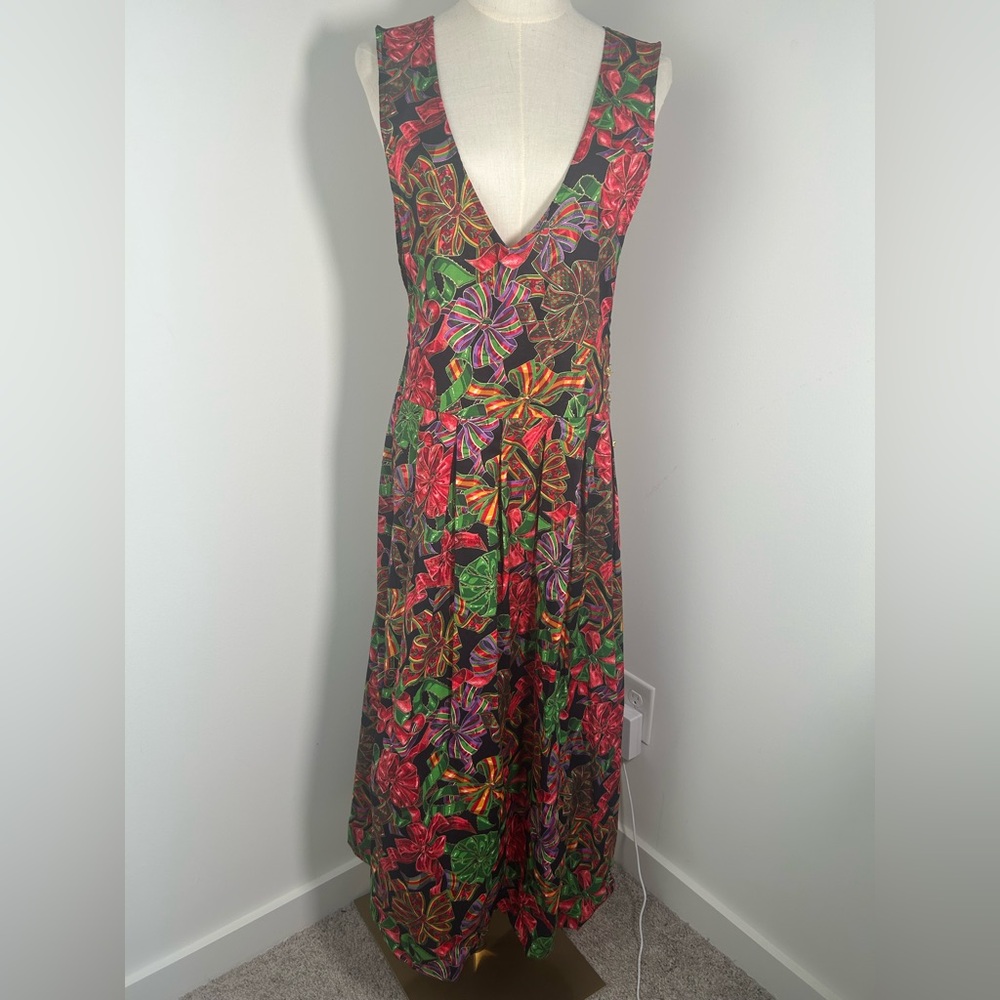 VTG 90s PAM’S CLOSET Christmas Bow Maxi Dress